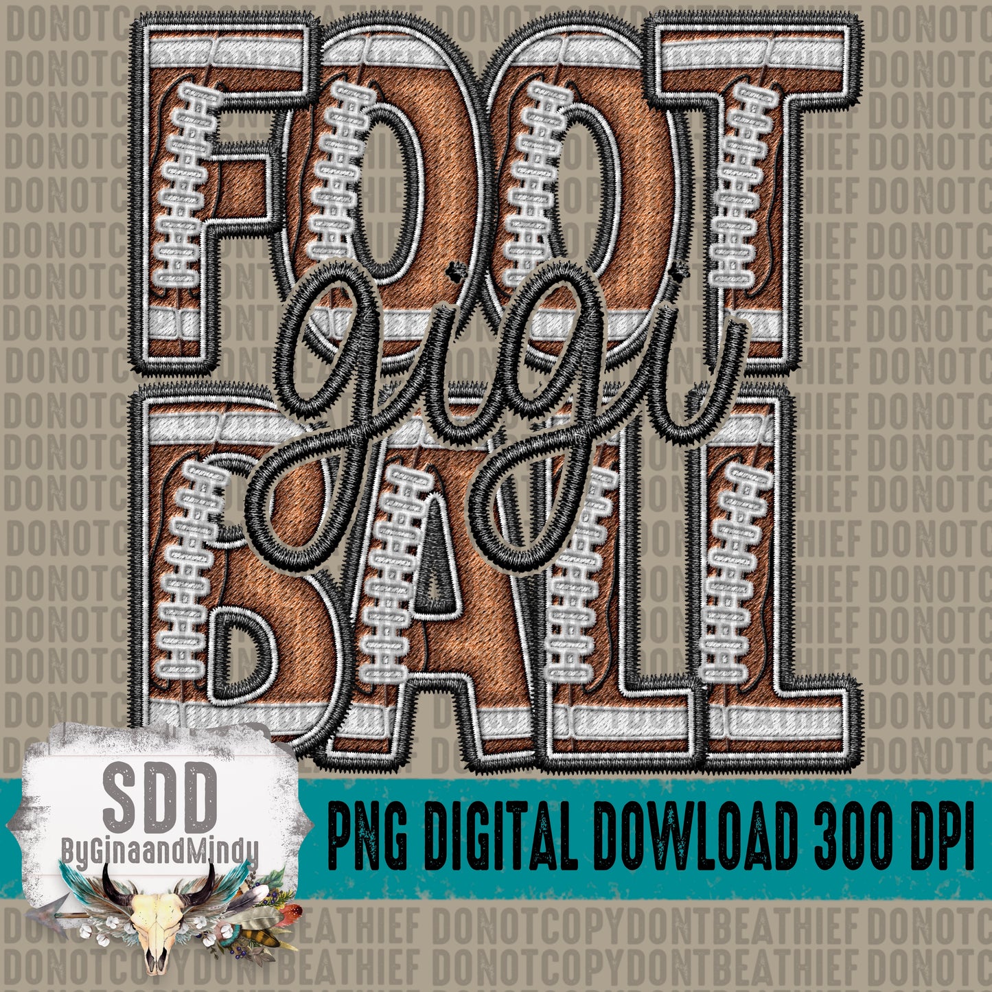 Faux Embroidery Football; Gigi