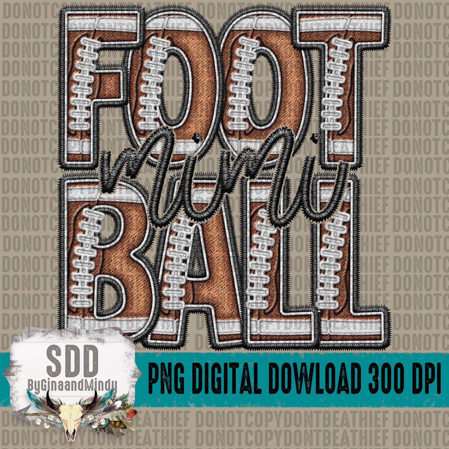Faux Embroidery Football; Mimi