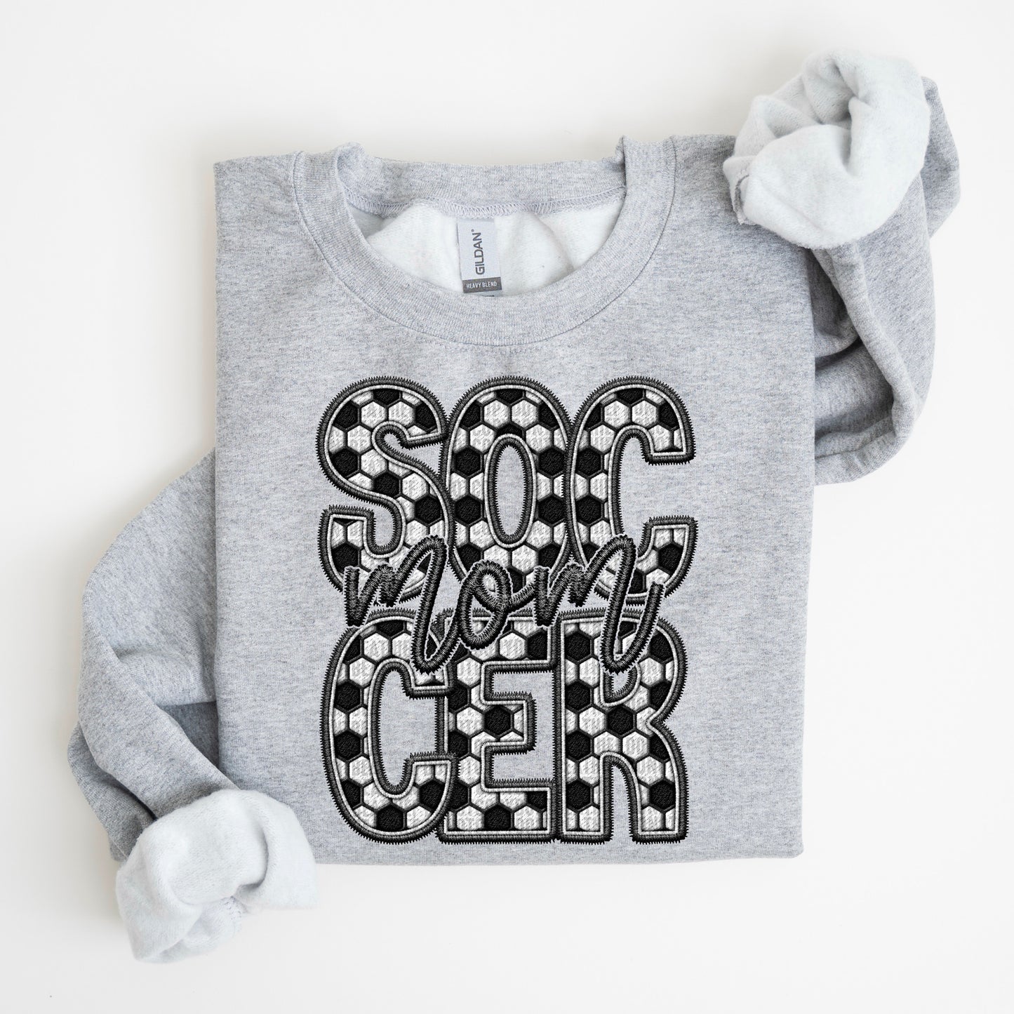 Faux Embroidery Soccer; Mom
