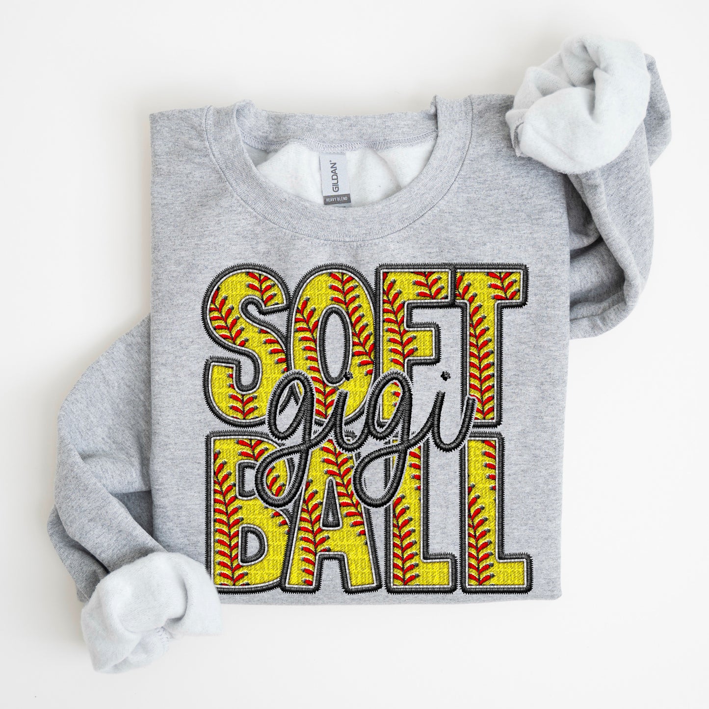 Faux Embroidery Softball; Gigi
