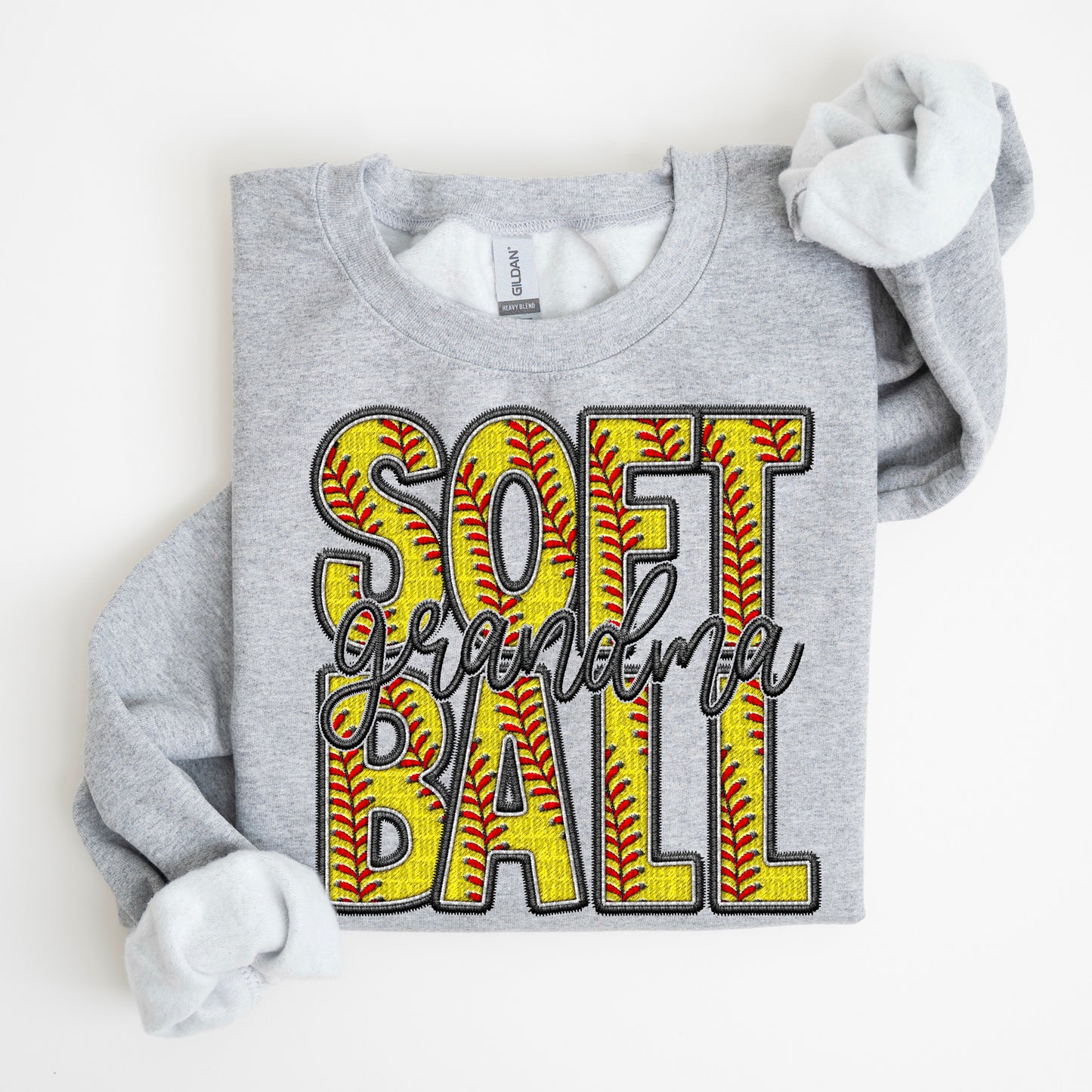 Faux Embroidery Softball; Grandma