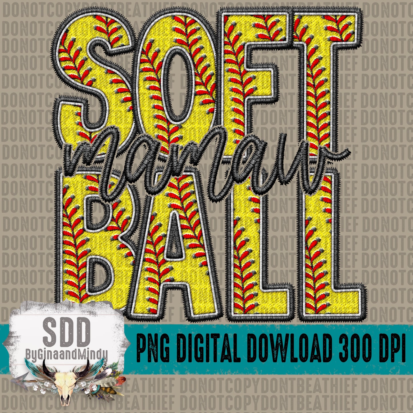 Faux Embroidery Softball; Mamaw