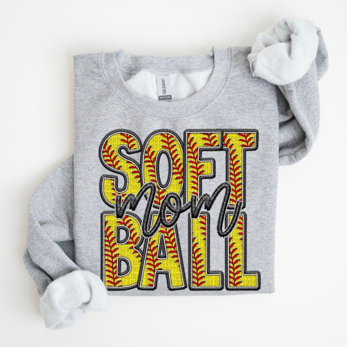 Faux Embroidery Softball; Mom