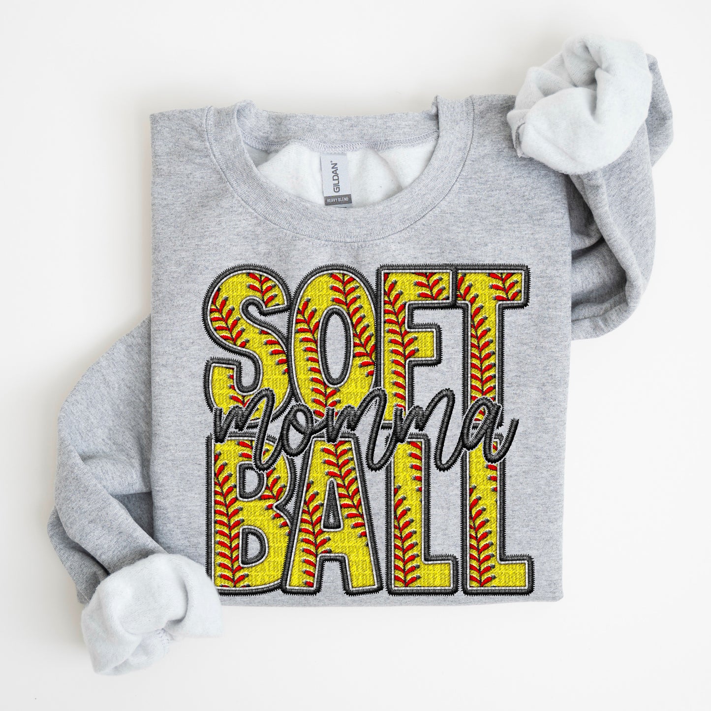 Faux Embroidery Softball; Momma