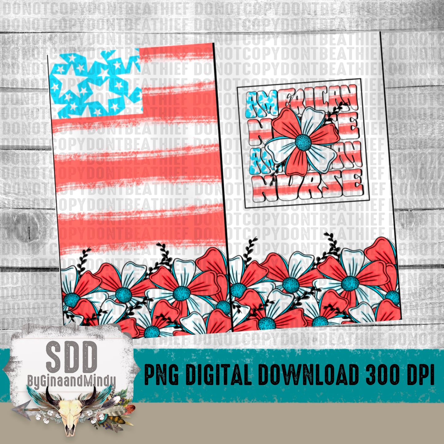 Floral American Nurse Digital 20 oz Tumbler