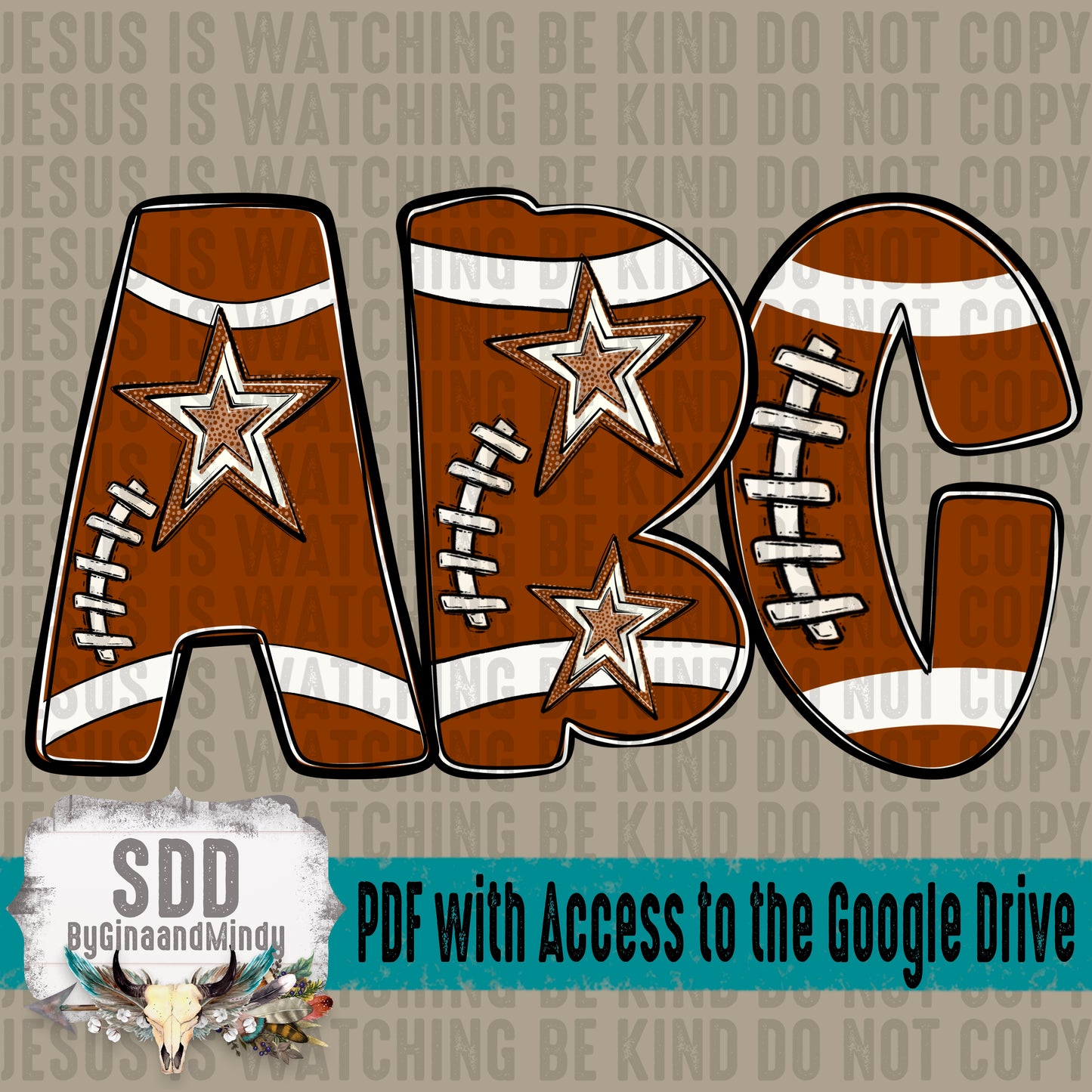 Football Doodle Alpha (1 Set Uppercase & Lowercase, 0-9)