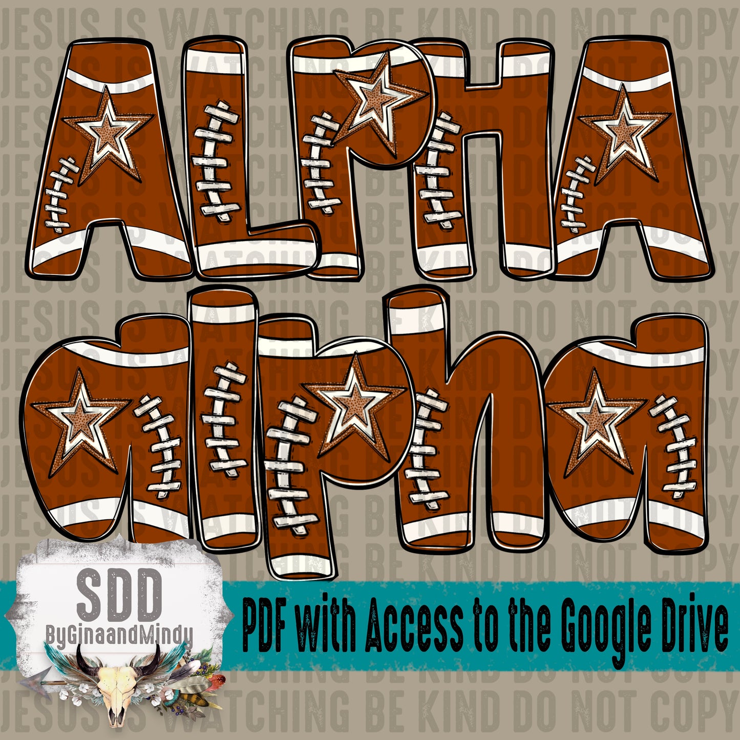 Football Doodle Alpha (1 Set Uppercase & Lowercase, 0-9)