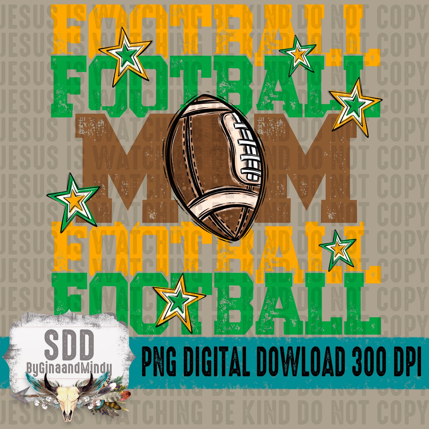 Football Mom Bundle; Green & Yellow Gold