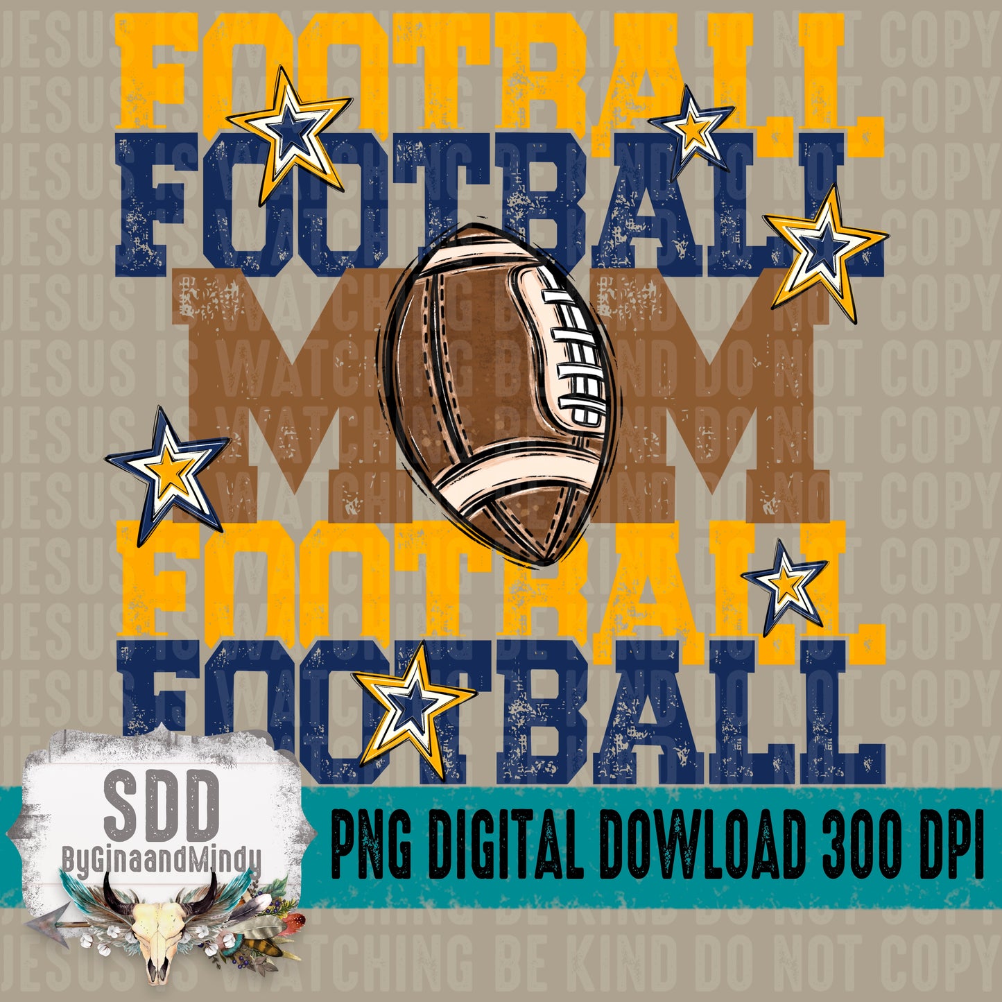 Football Mom Bundle; Navy Blue & Yellow Gold