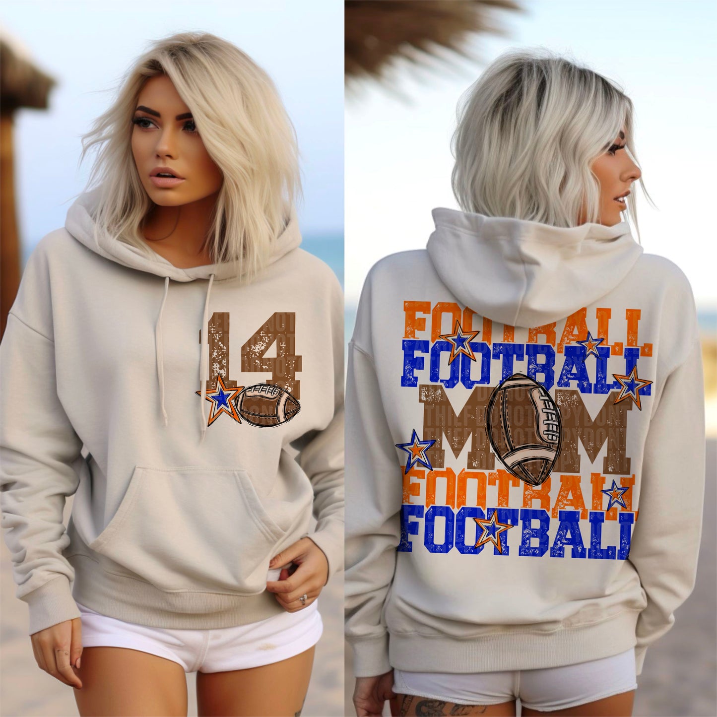 Football Mom Bundle; Orange & Royal Blue