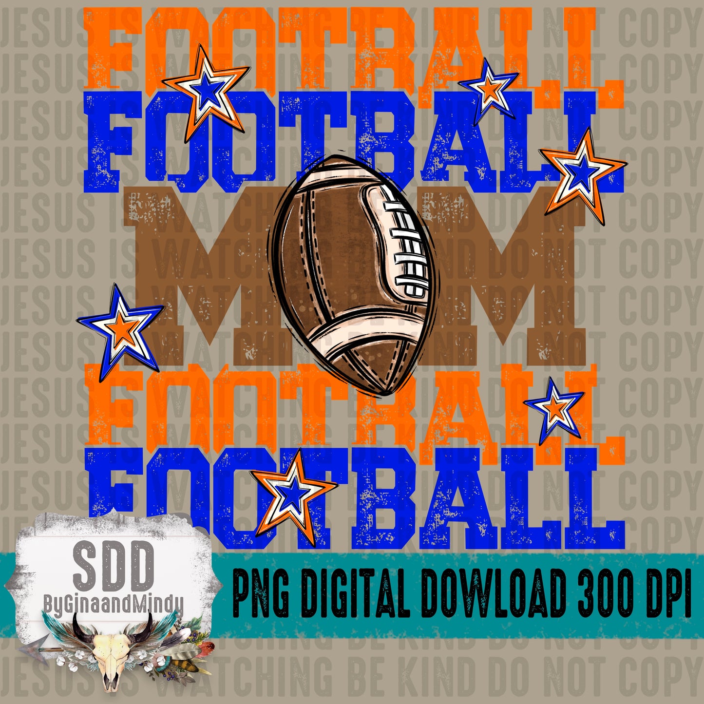 Football Mom Bundle; Orange & Royal Blue