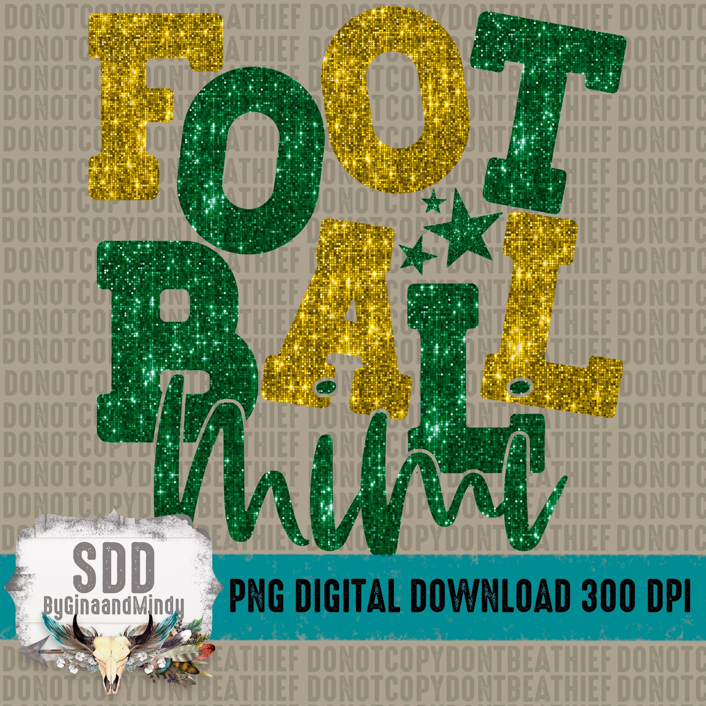 Football Mimi Bundle With Stars; Dark Green and Dark Yellow Gold