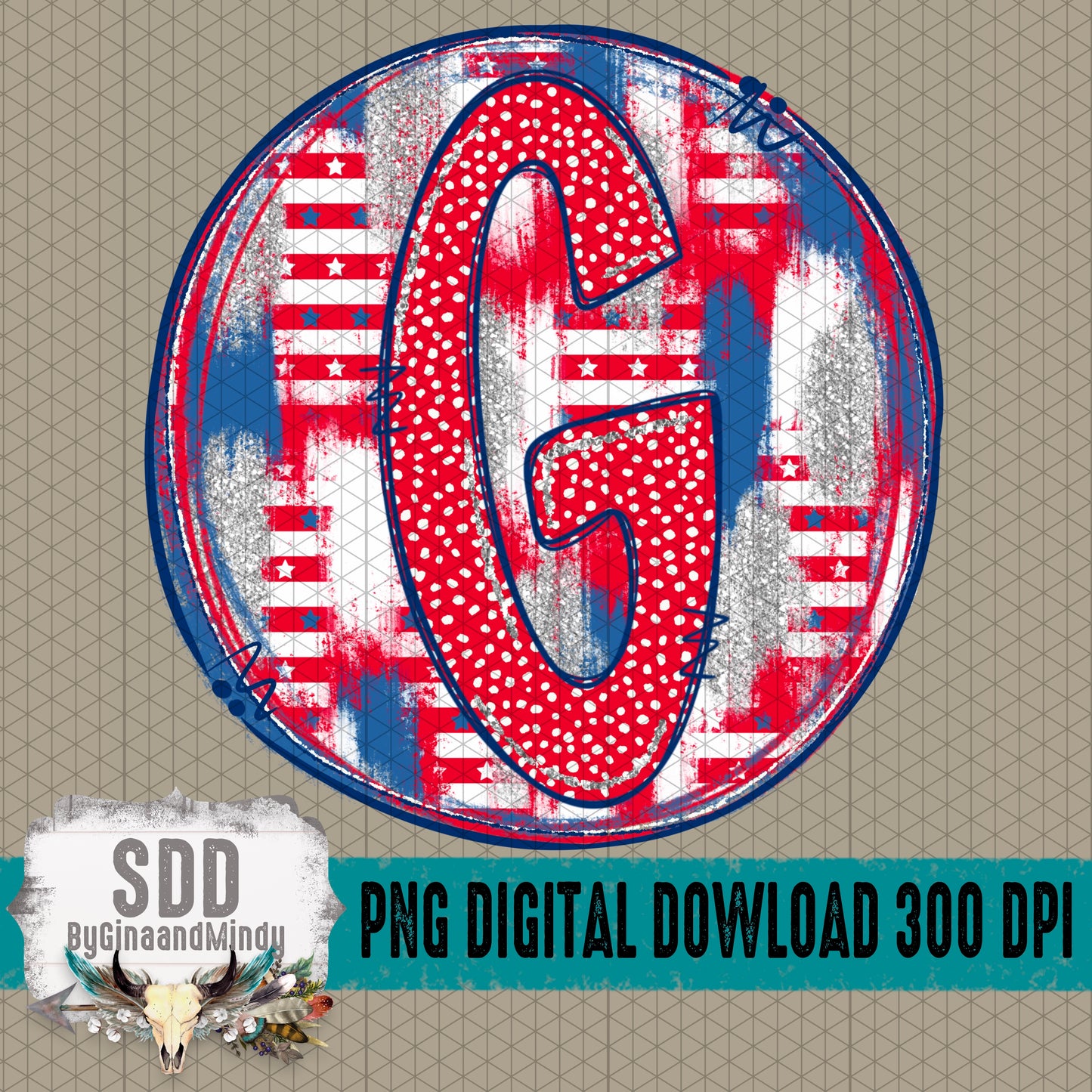 Patriotic Brush Strokes Circle DIY/Personalize; G