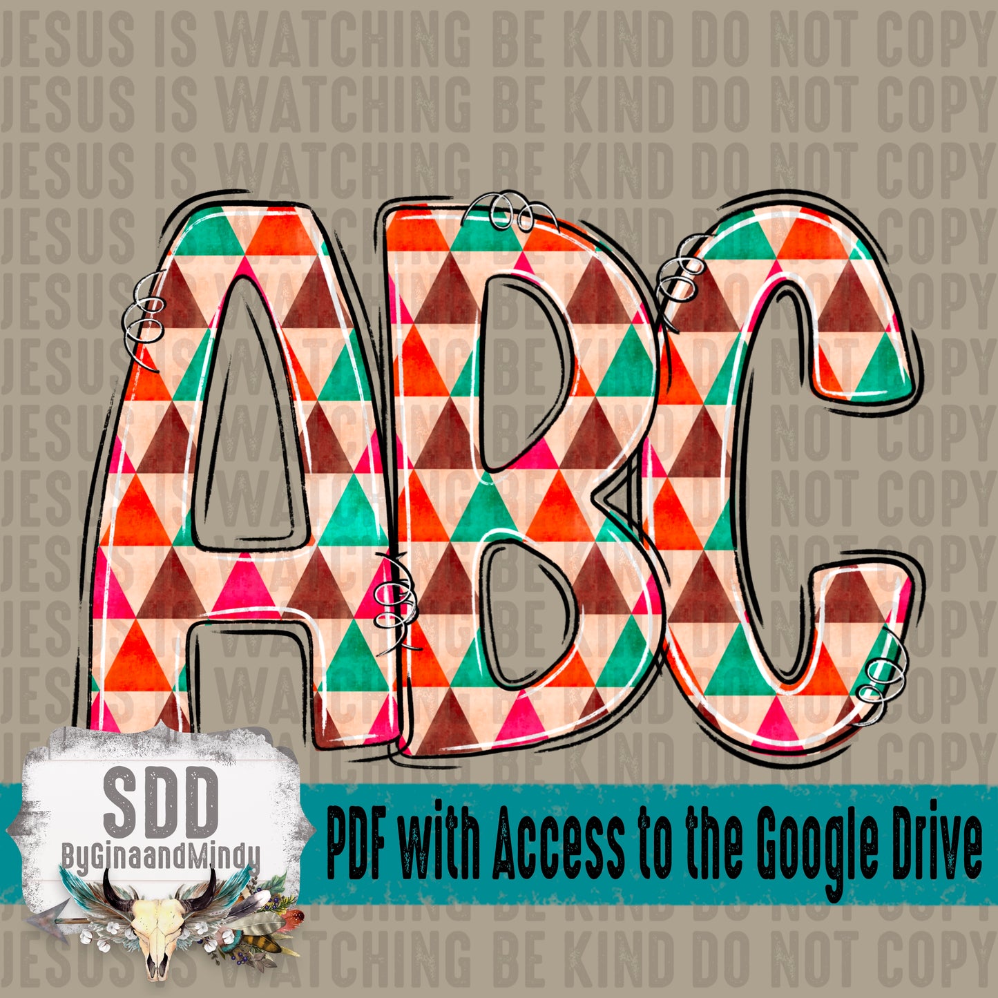 Geometric Doodle Alpha Set (1 Set of Uppercase + 0-9)