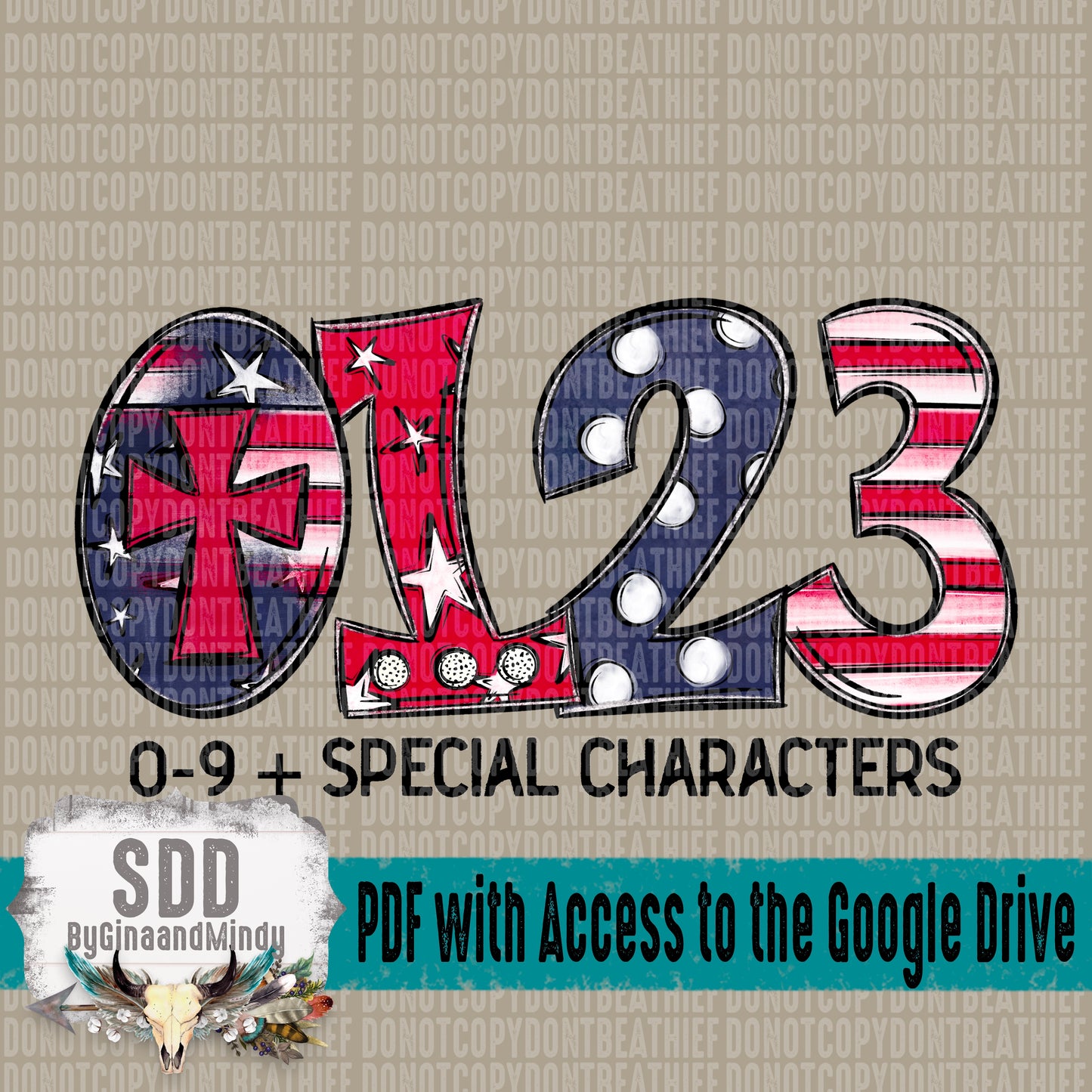 God Bless the USA Doodle Alpha Set (4 Sets Uppercase & Lowercase, 0-9, + Special Characters & 27 Elements)