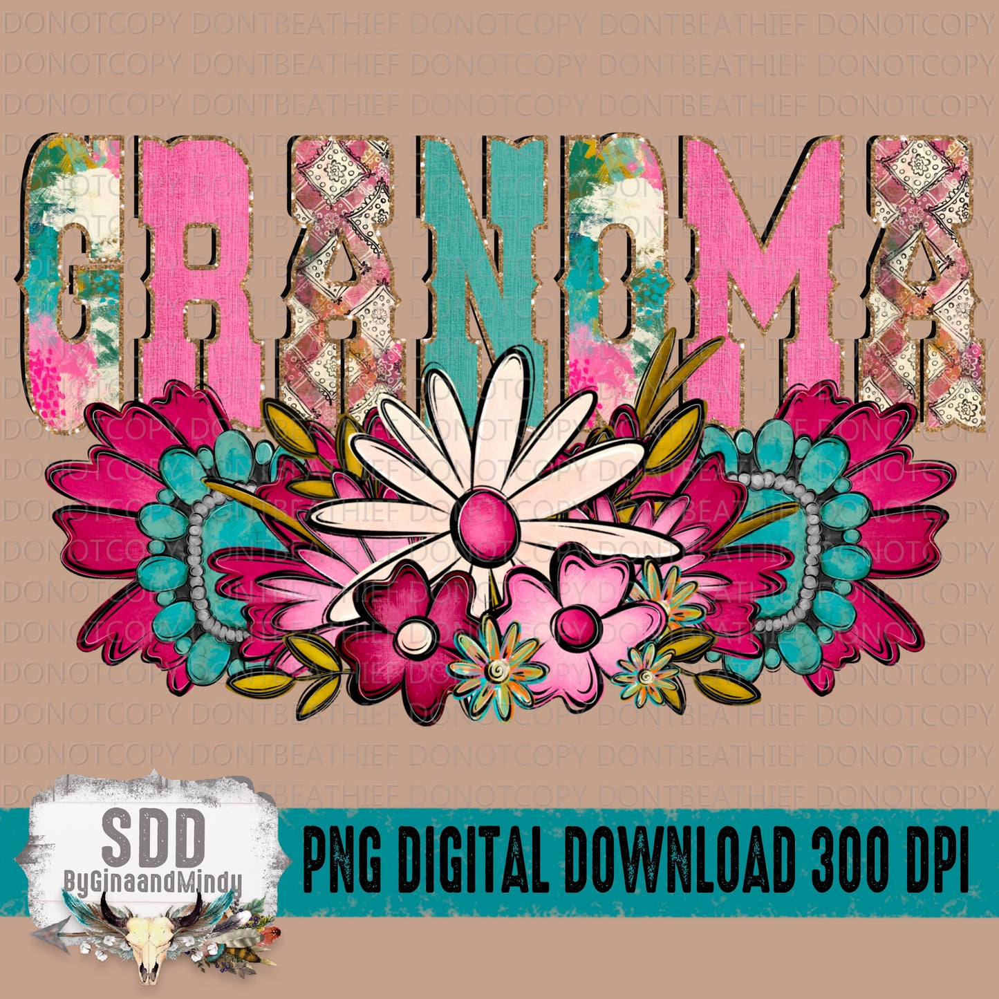 Western Floral Title Name Grandma