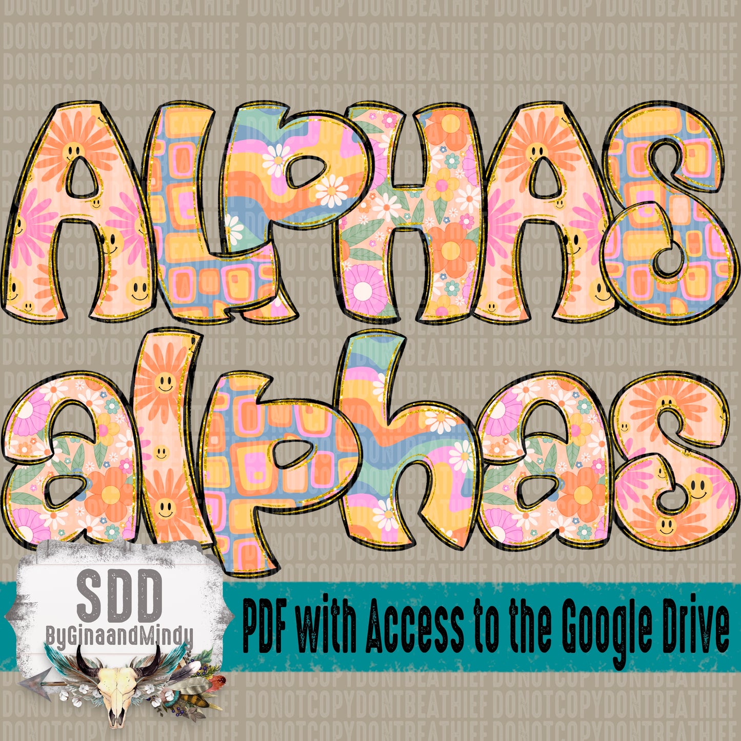 Groovy Doodle Alpha Set (4 Set Uppercase & Lowercase, 0-9, + Special Characters)