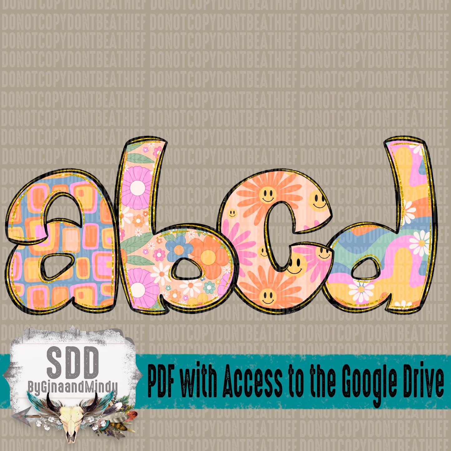 Groovy Doodle Alpha Set (4 Set Uppercase & Lowercase, 0-9, + Special Characters)