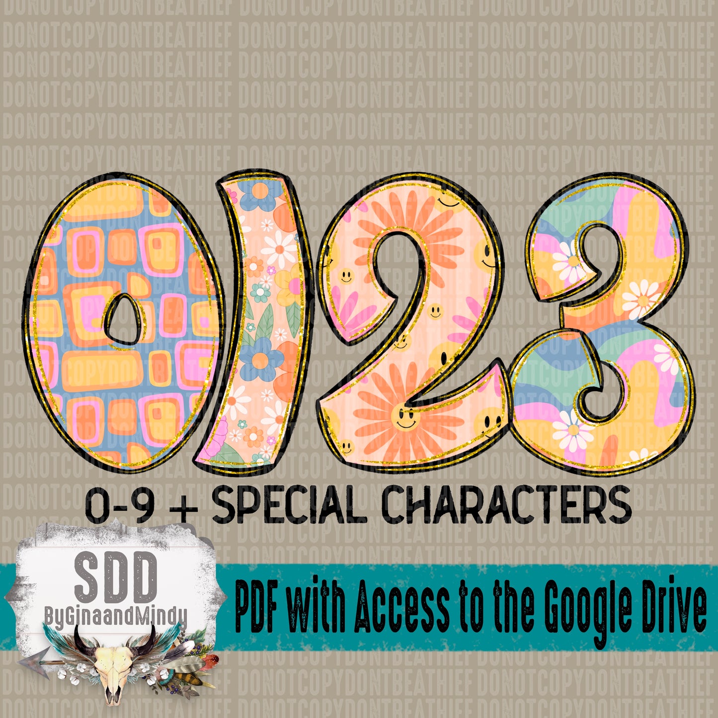 Groovy Doodle Alpha Set (4 Set Uppercase & Lowercase, 0-9, + Special Characters)