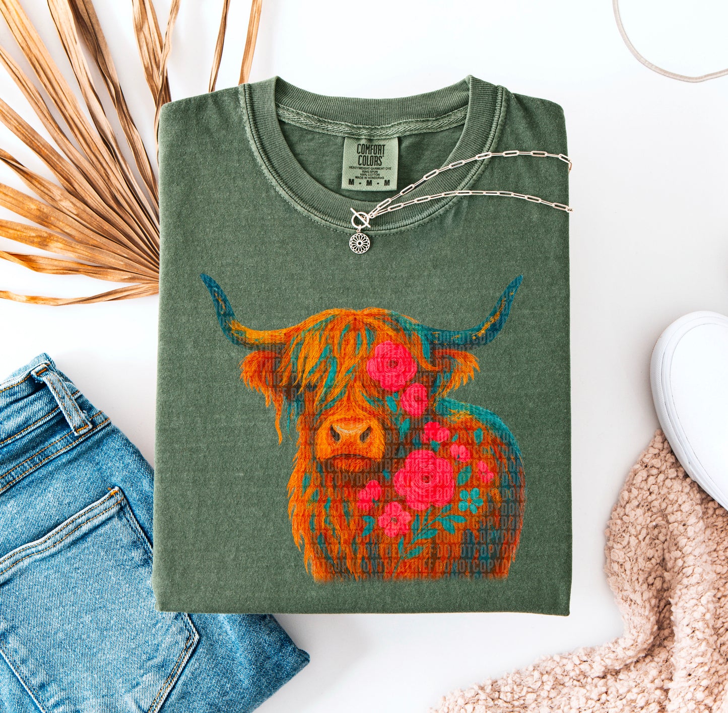 Floral Highland Cow