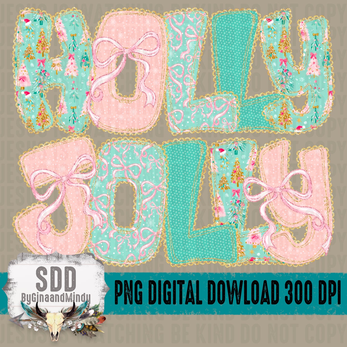 Pastel and Faux Lace Holly Jolly