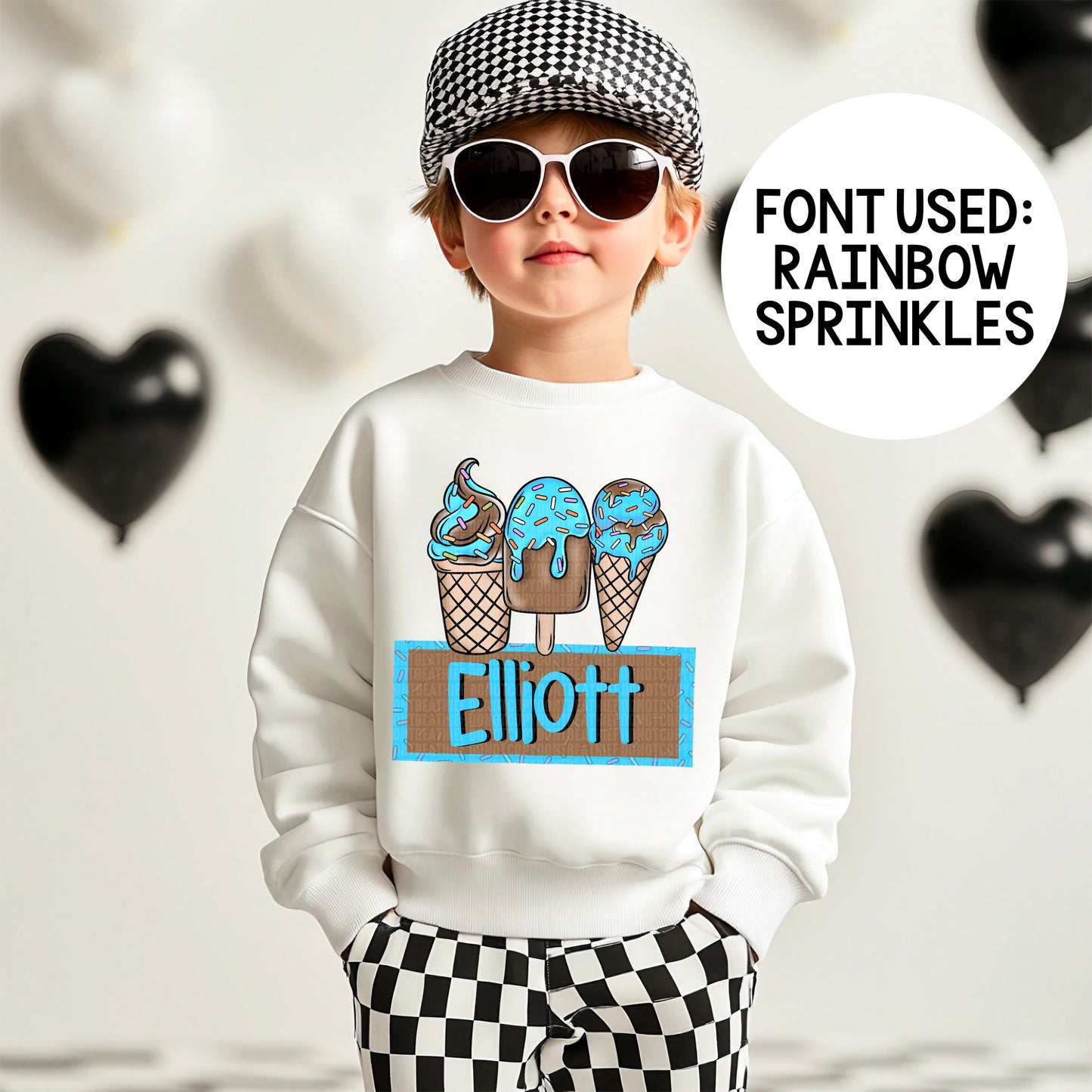 Ice Cream Name Plate; Blue