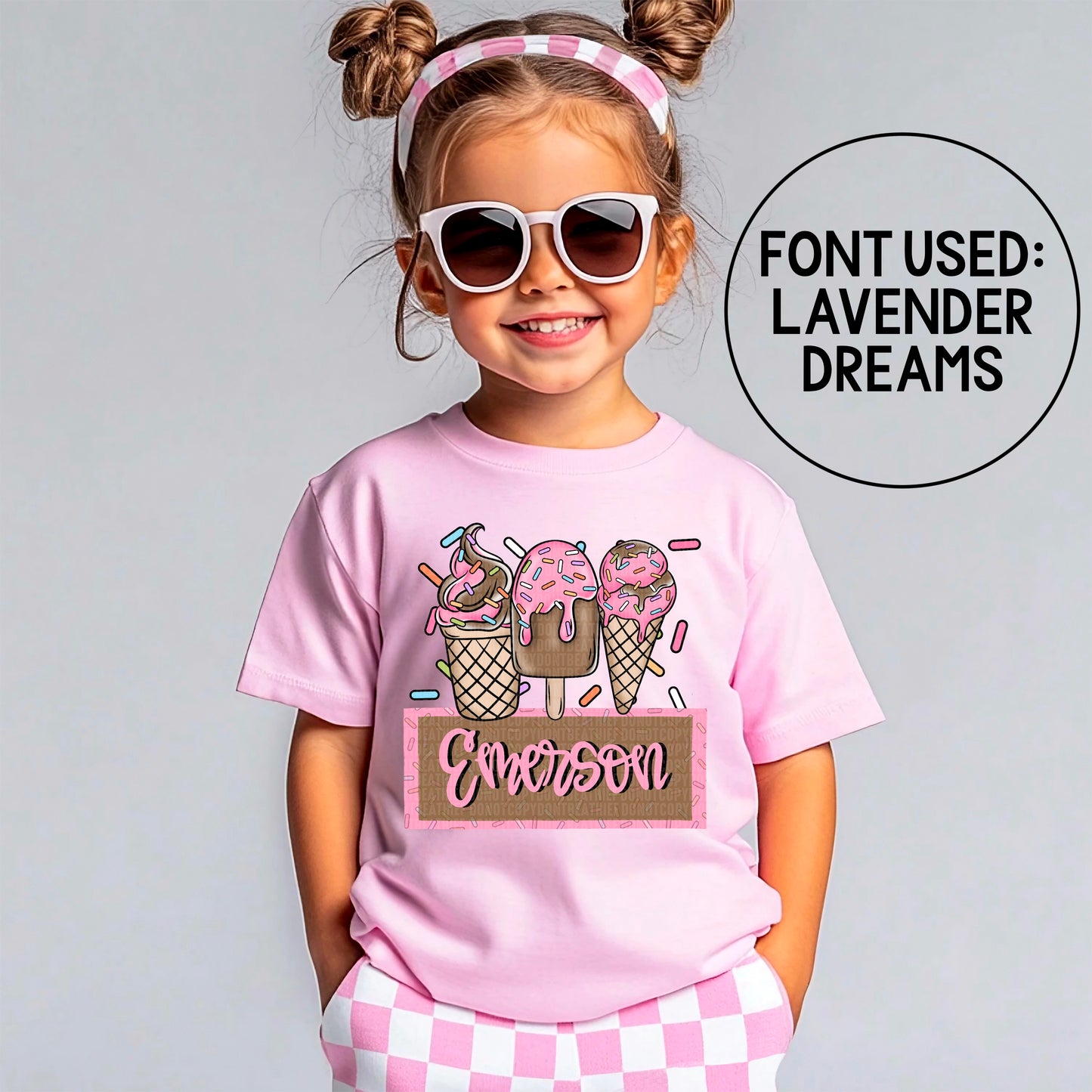 Ice Cream Name Plate; Pink