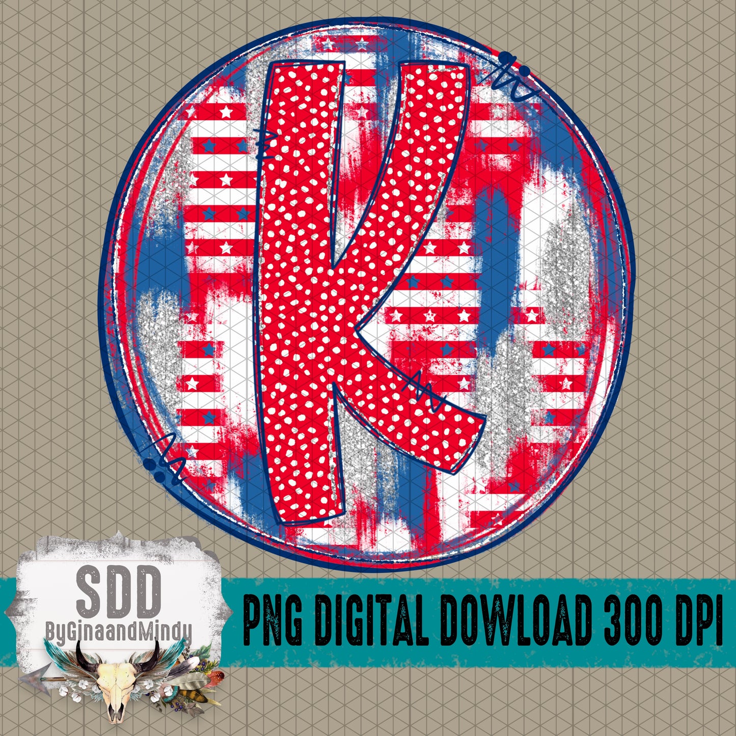 Patriotic Brush Strokes Circle DIY/Personalize; K