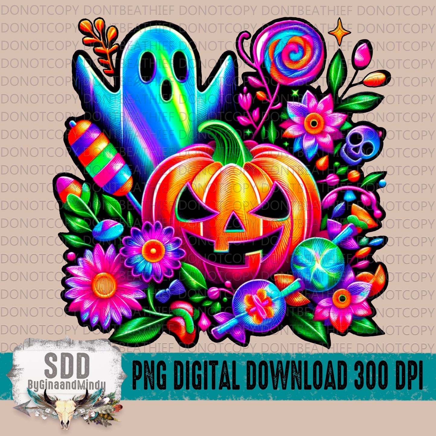 Halloween Neon Pumpkin & Ghost