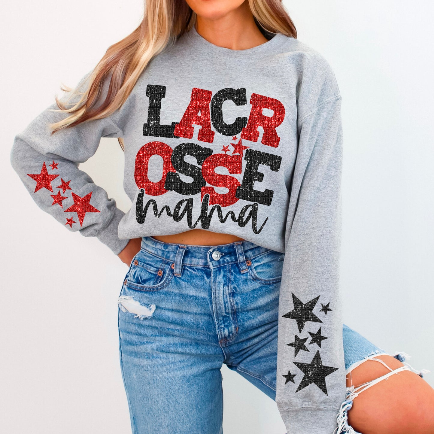 Lacrosse Mama Bundle With Stars; Black and Red