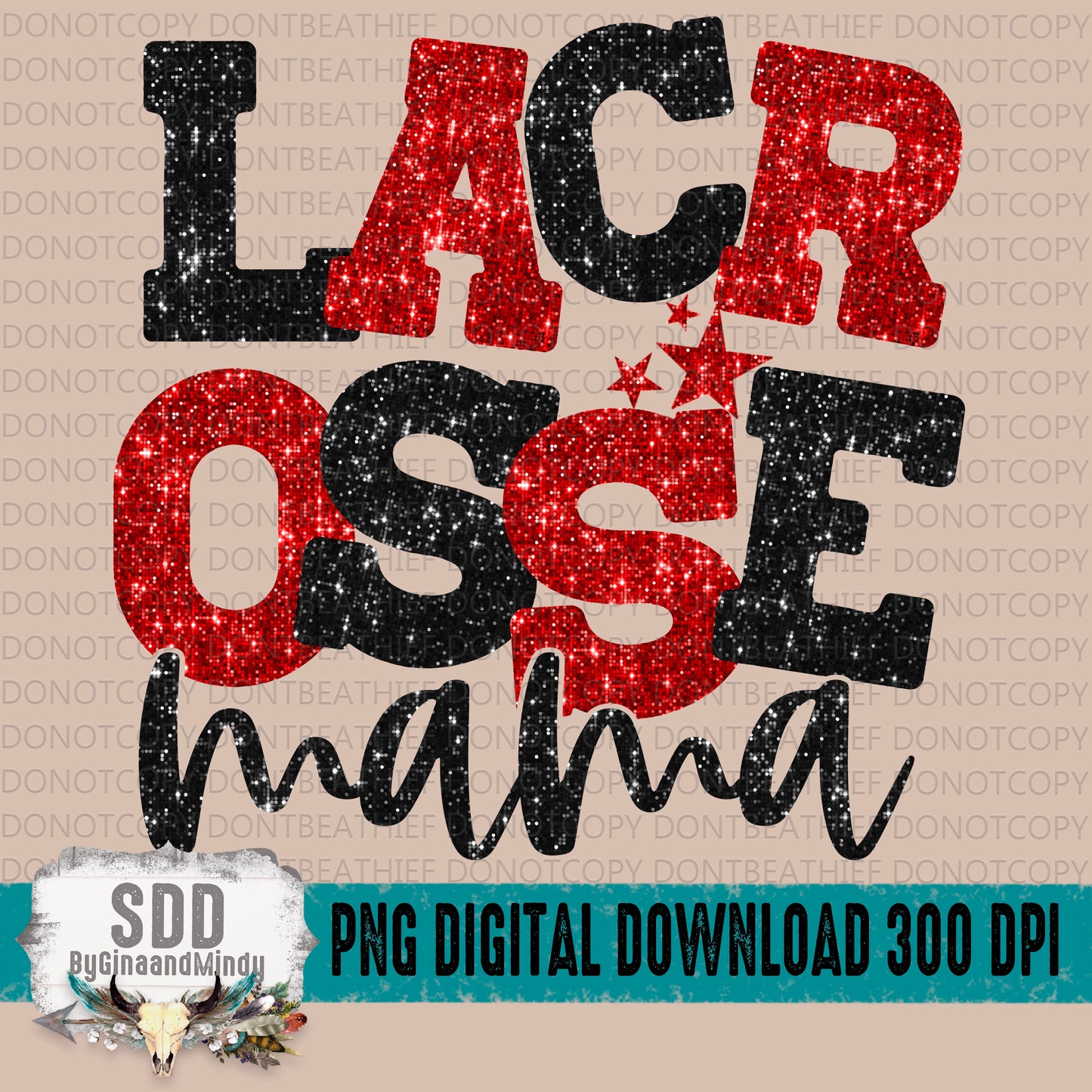 Lacrosse Mama Bundle With Stars; Black and Red