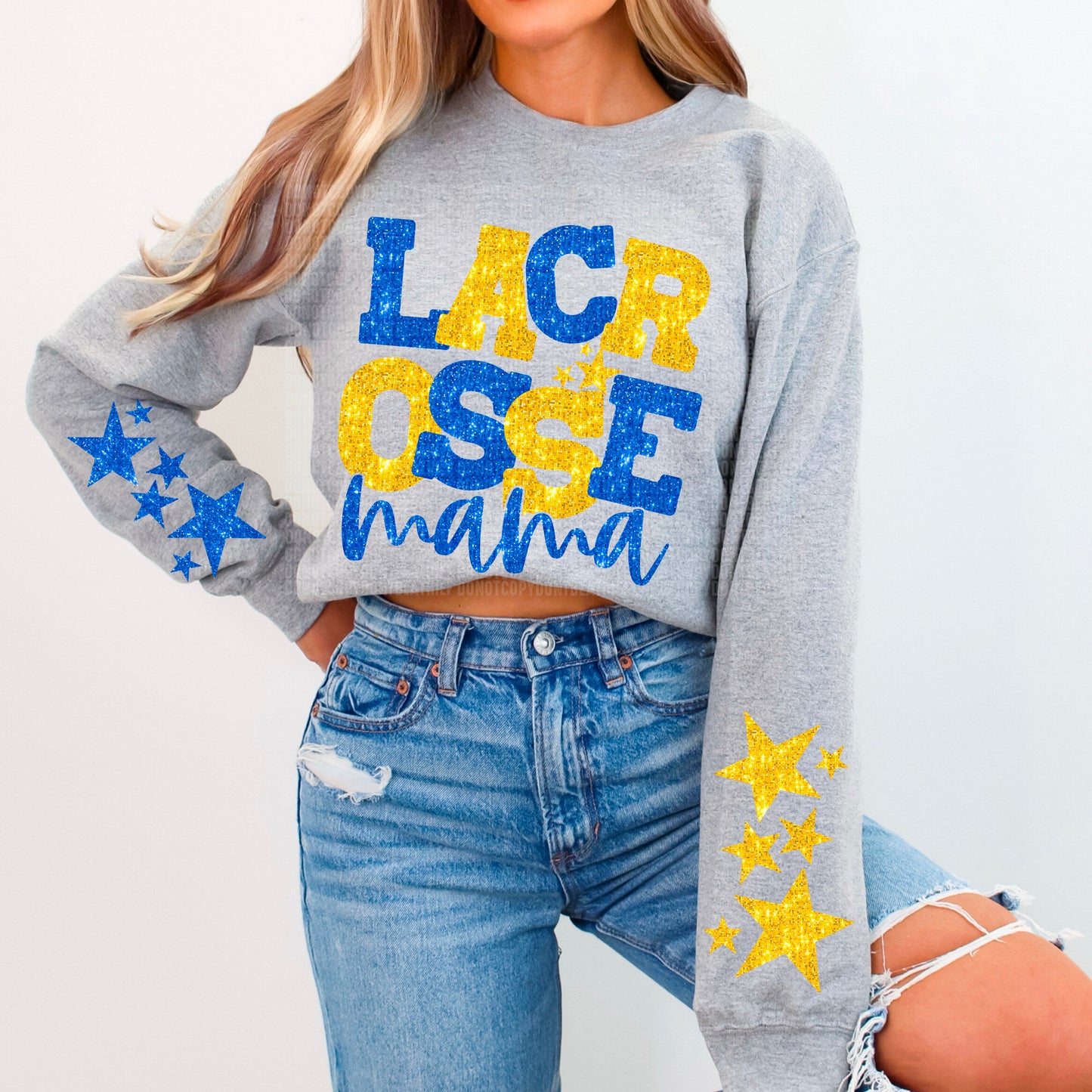 Lacrosse Mama Bundle With Stars; Blue and Yellow Gold
