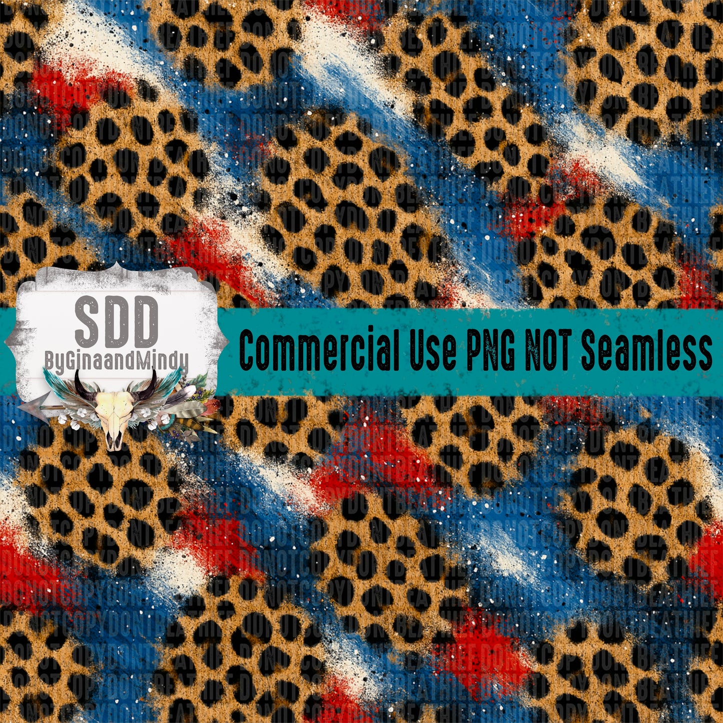 Leopard 4th of July Non-Seamless Pattern