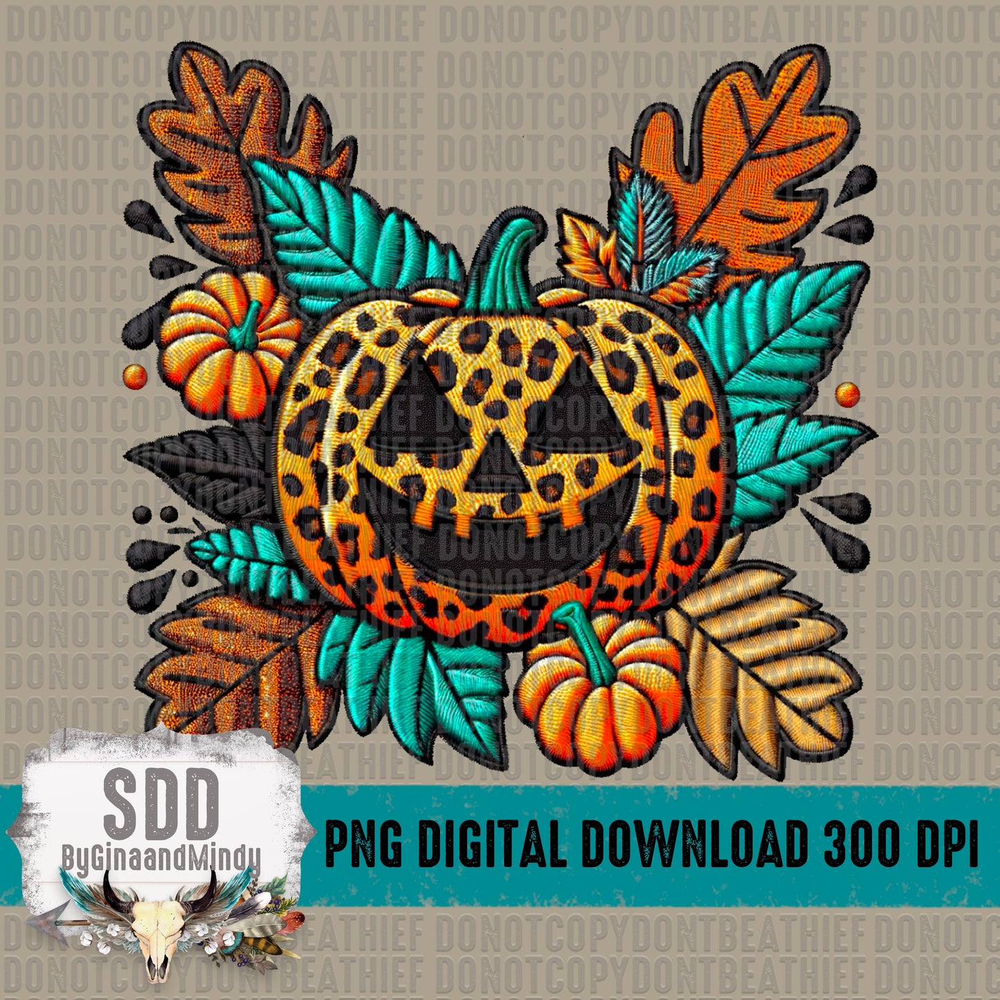 Leopard Pumpkin Faux Embroidery