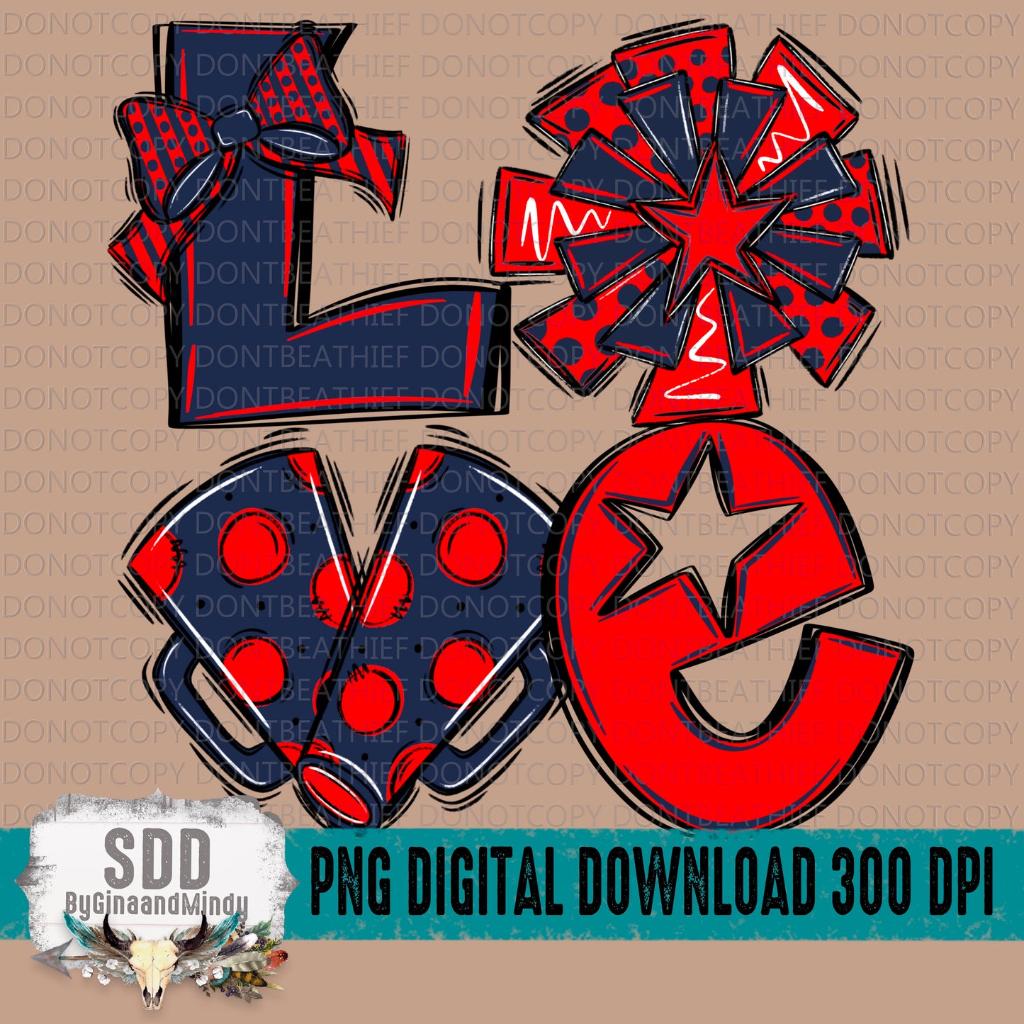 Love Cheer (Red, Navy Blue) Bundle