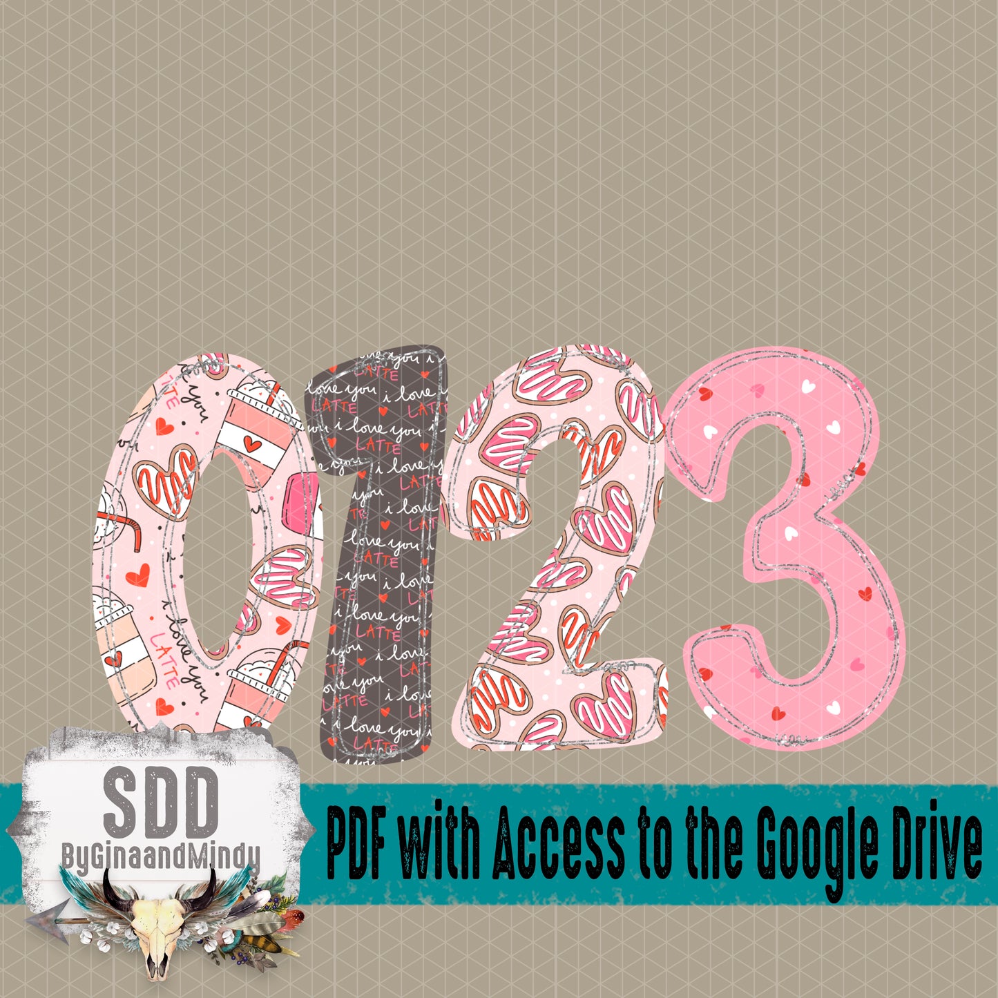 Love You Latte Doodle Alpha (4 Sets Uppercase & Lowercase, 0-9, + Special Characters)