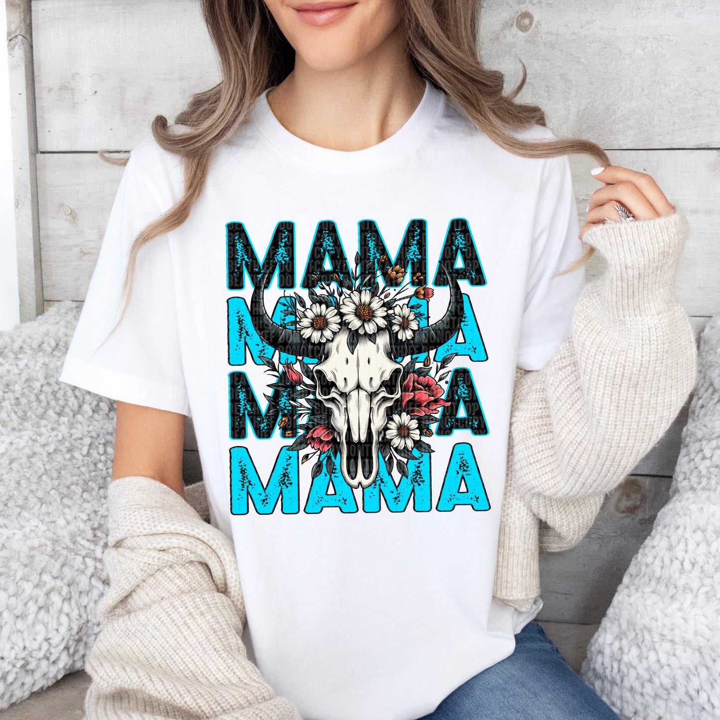 Western Skull Mama & Mini Bundle (Blue)