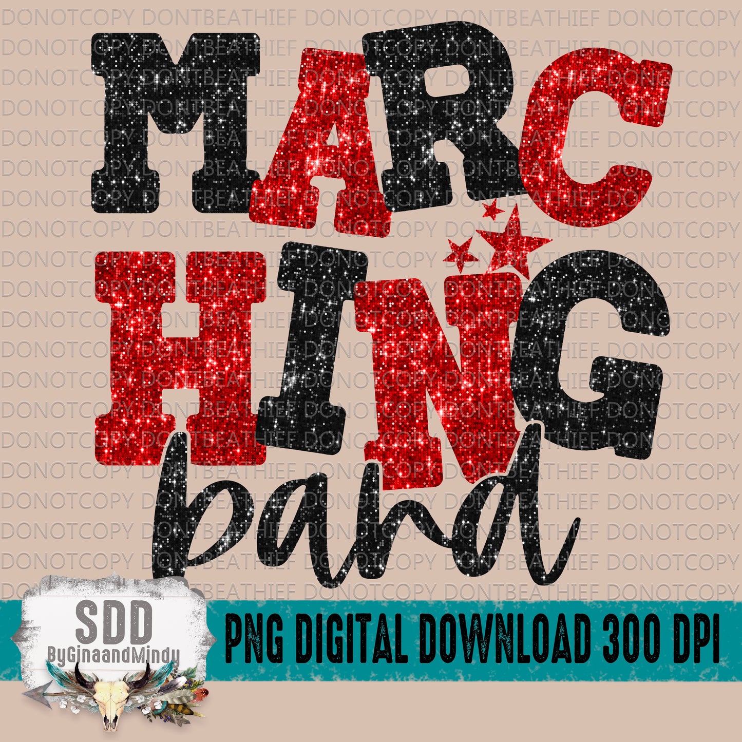 Marching Band Bundle With Stars; Black & Red