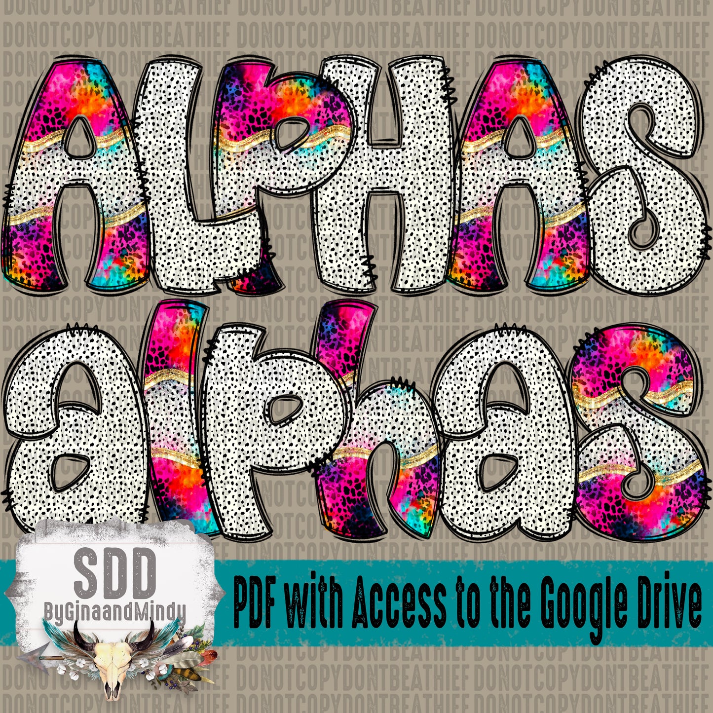 Messy Doodle Mash Up Alpha Set (2 Sets Uppercase & Lowercase, 0-9, + Special Characters)