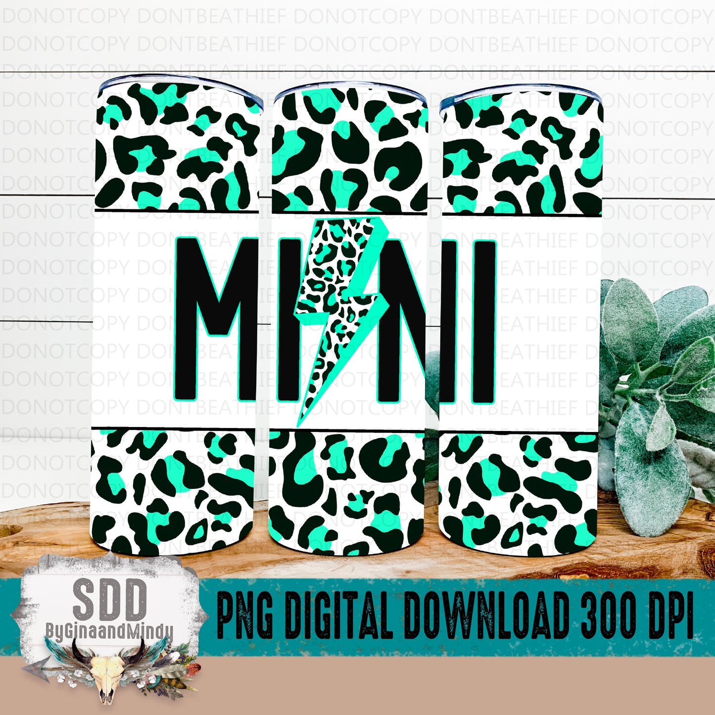 Mini Leopard Turquoise 20oz Tumbler