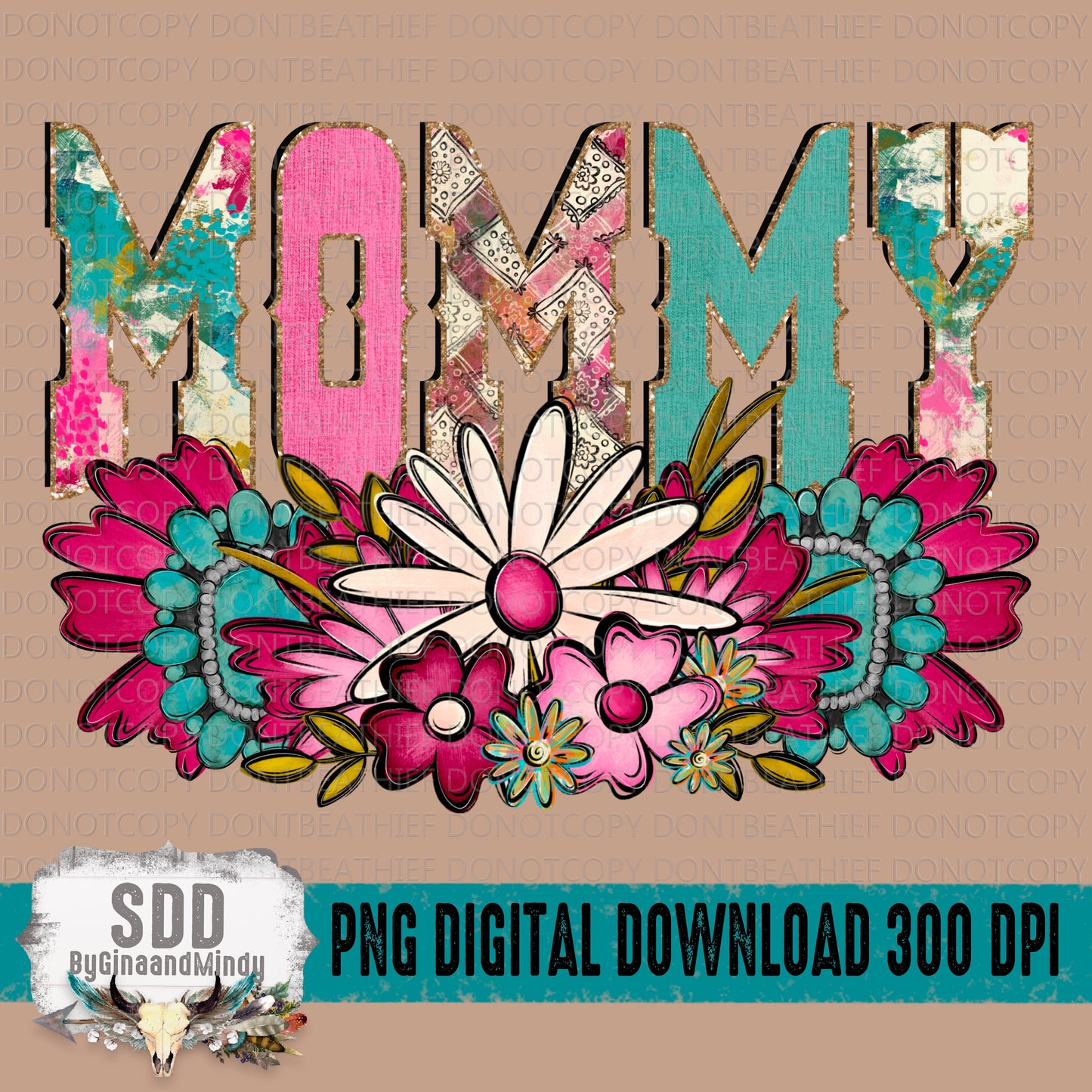 Western Floral Title Name Mommy