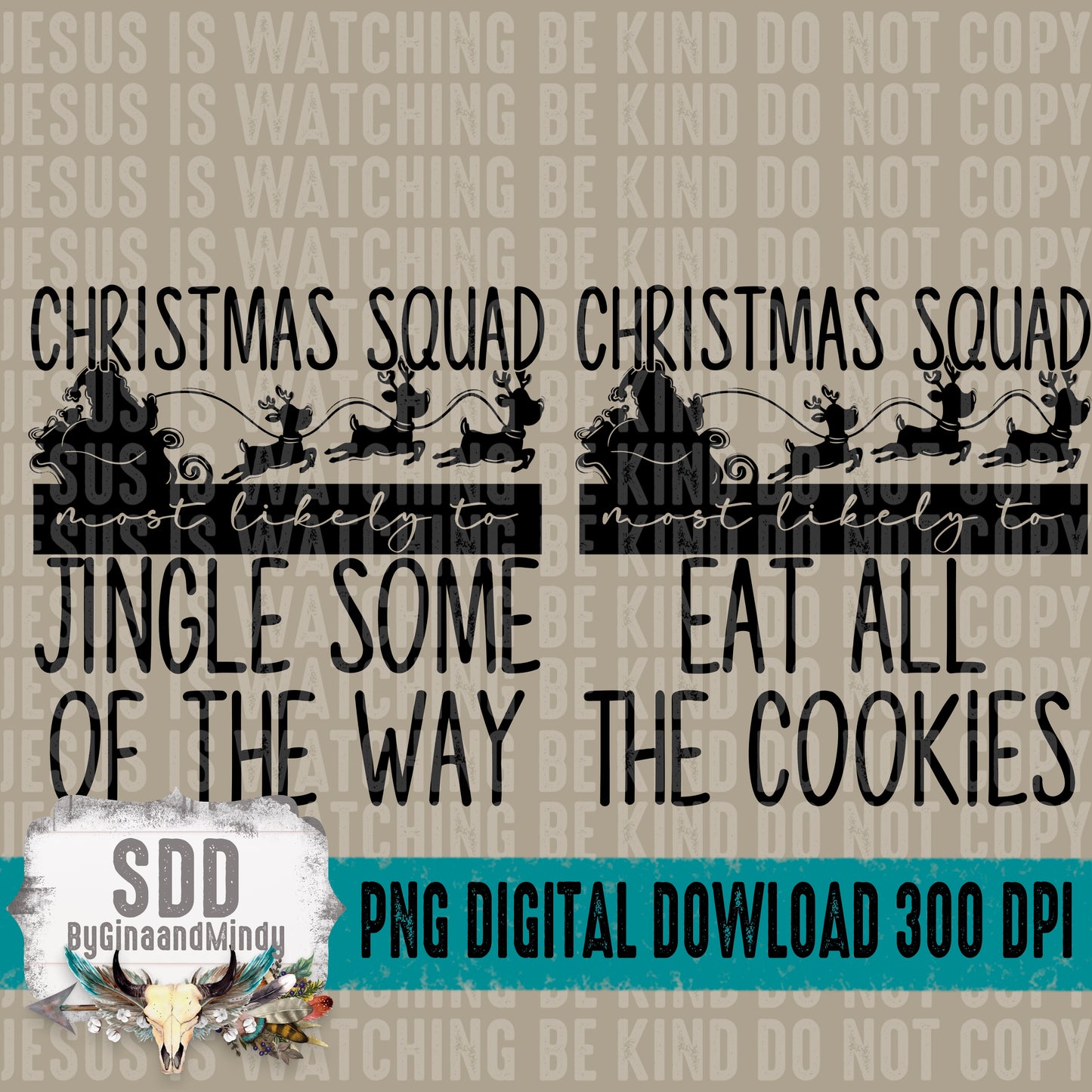 Christmas Squad Bundle of 15 Single Color; Black and White
