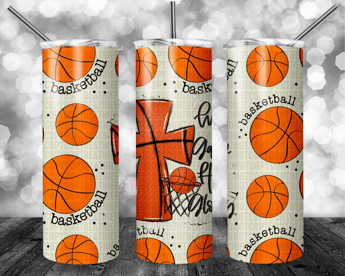 My Game His Glory Basketball 20oz Tumbler
