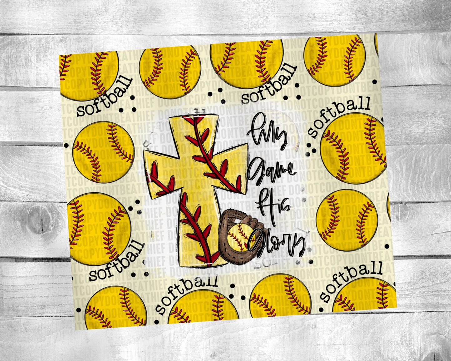My Game His Glory Softball 20oz Tumbler