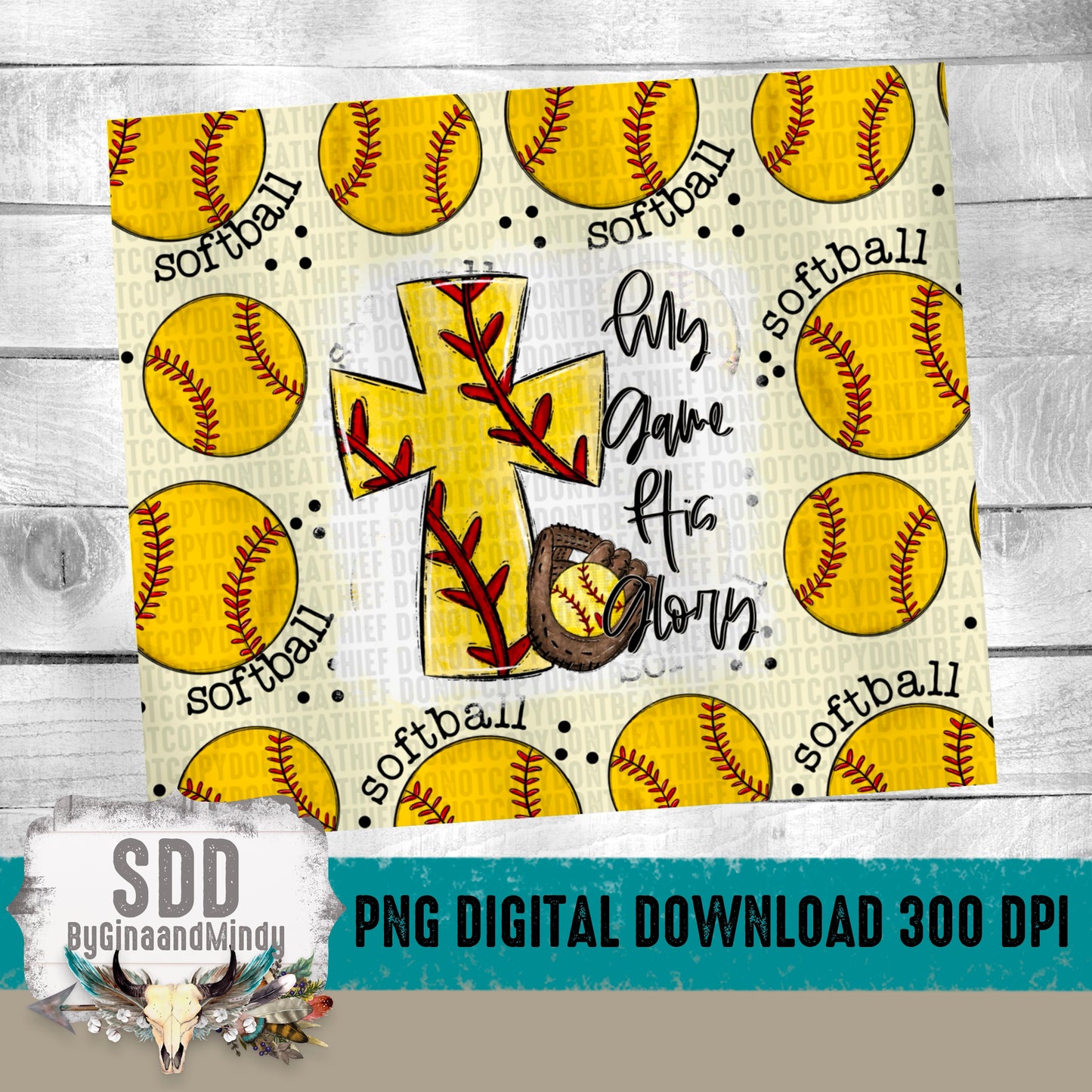 My Game His Glory Softball 20oz Tumbler