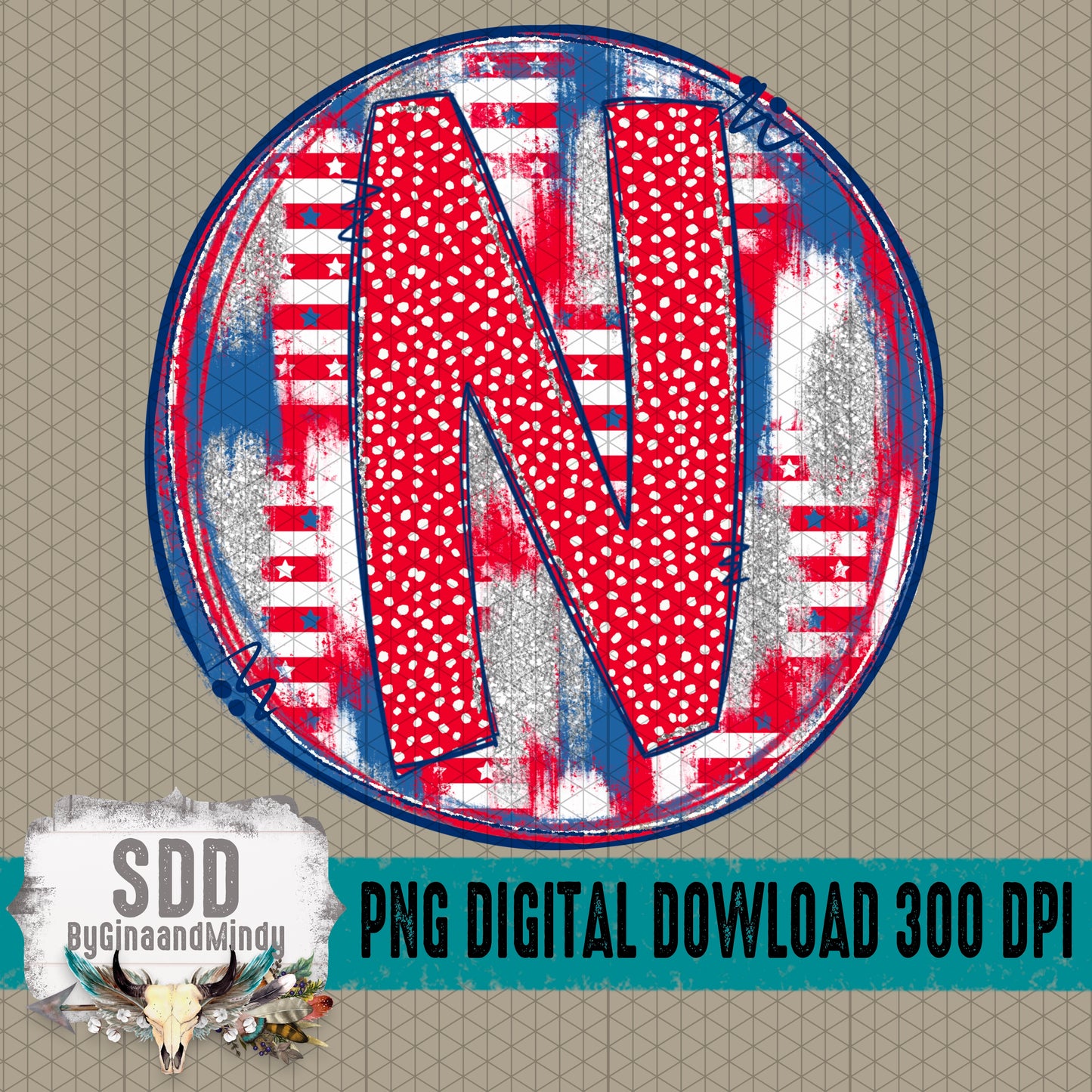 Patriotic Brush Strokes Circle DIY/Personalize; N