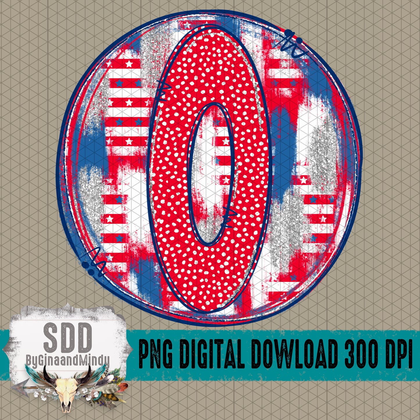 Patriotic Brush Strokes Circle DIY/Personalize; O