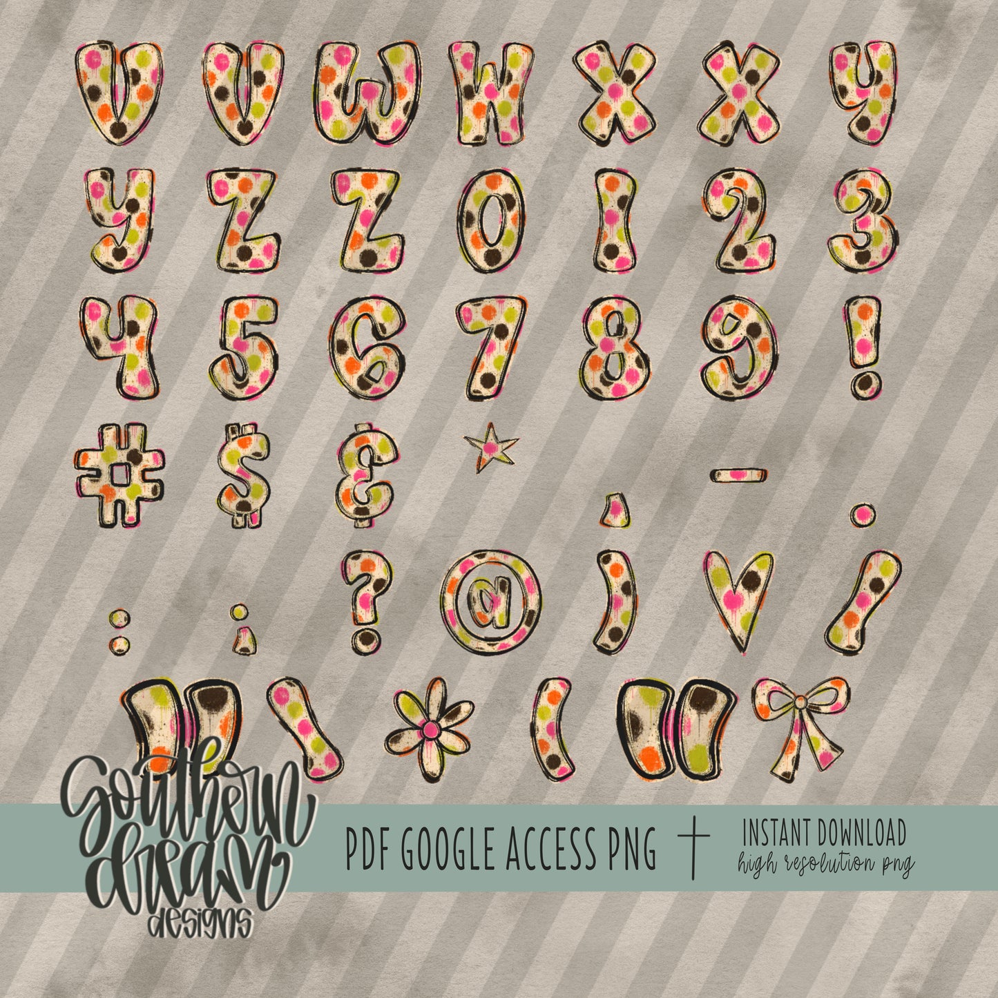 Painted Neons Alpha (4 Sets Aa-Zz, 0-9, Special Characters, Special Shapes)