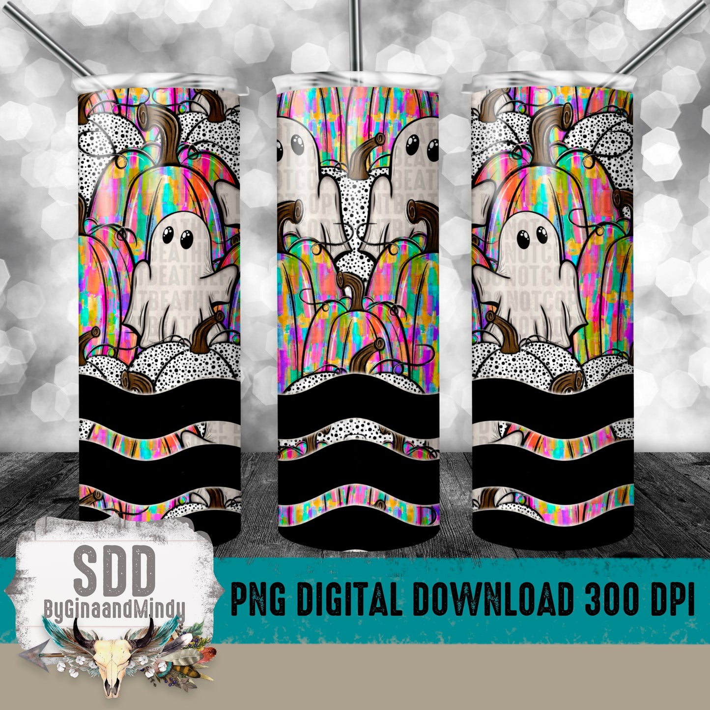Messy Paint & Dalmatian Dot Pumpkins with Ghosts 20oz Tumbler