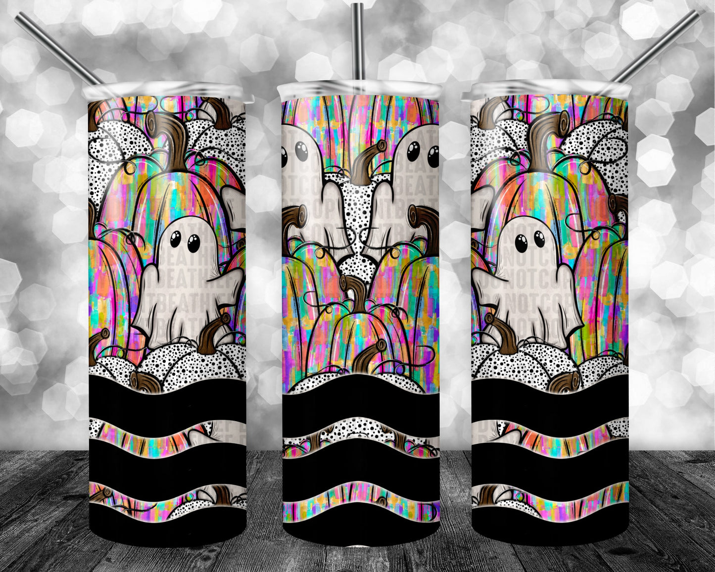 Messy Paint & Dalmatian Dot Pumpkins with Ghosts 20oz Tumbler